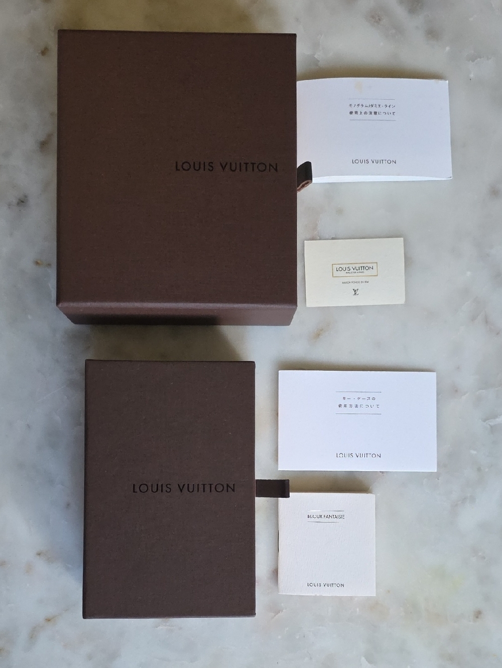 Louis Vuitton Brown Wallet Boxes with White Booklets & Leather Pull